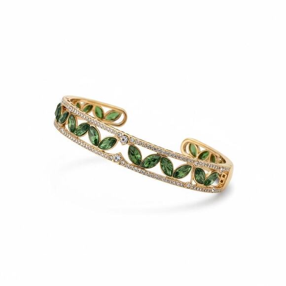 Anne Klein Jewelry - Anne Klein Gold Tone Green Crystal Bangle Bracelet